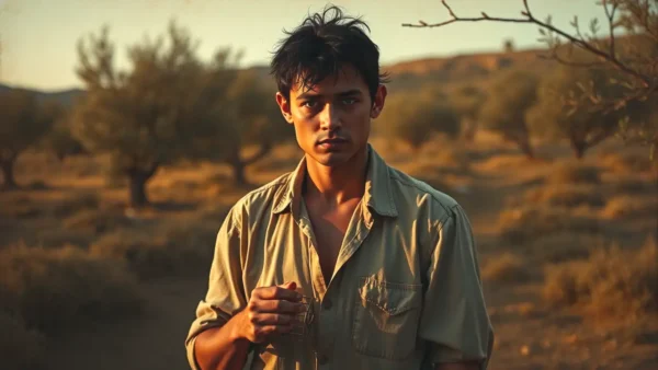 Un hombre español melancólico captura un zorro en la sombra