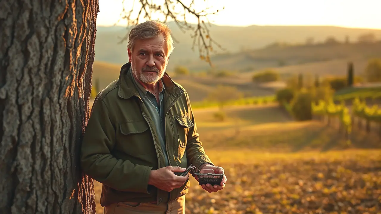 Un hombre español observa la naturaleza rural