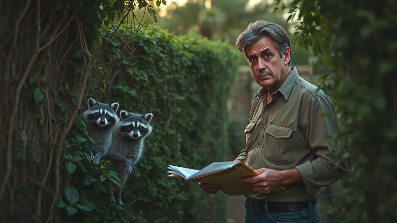 Un hombre observa a los mapaches en España