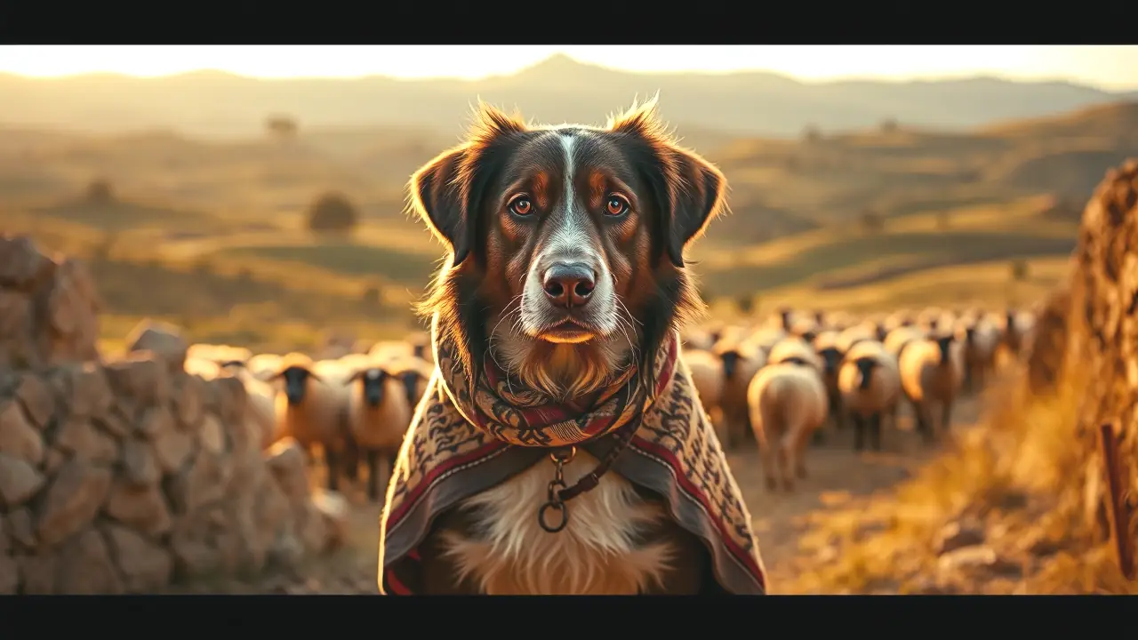 Un perro pastor español vigila la tranquilidad rural