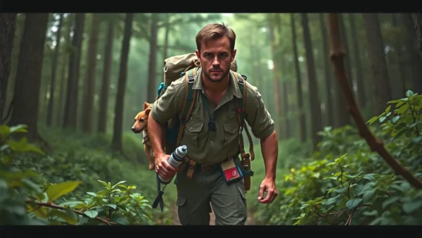 Un hombre preparado enfrenta el bosque sombrío