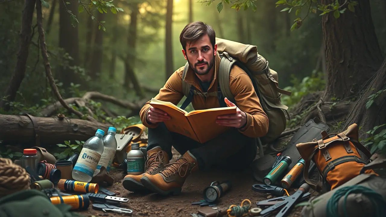 Un hombre preparado enfrenta el bosque