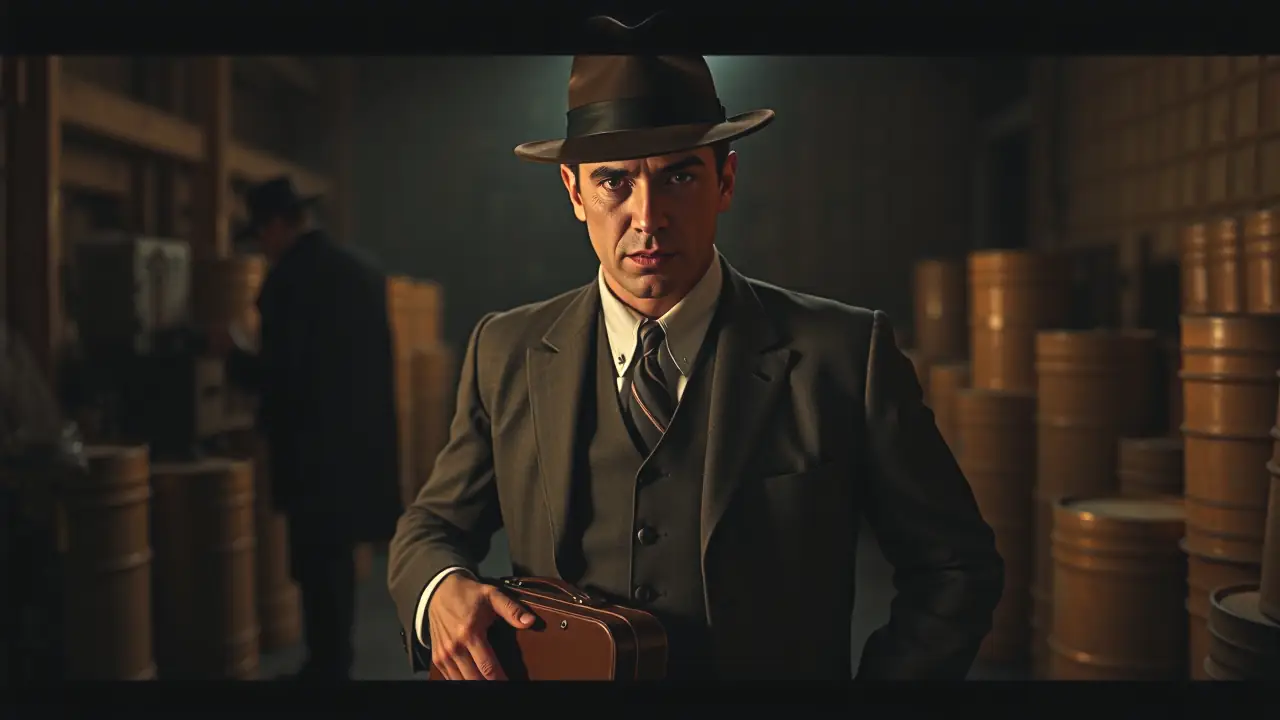 Un hombre en el noir transmite secreto