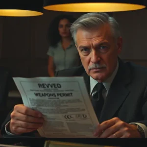 Un hombre melancólico exhibe un documento en oficina