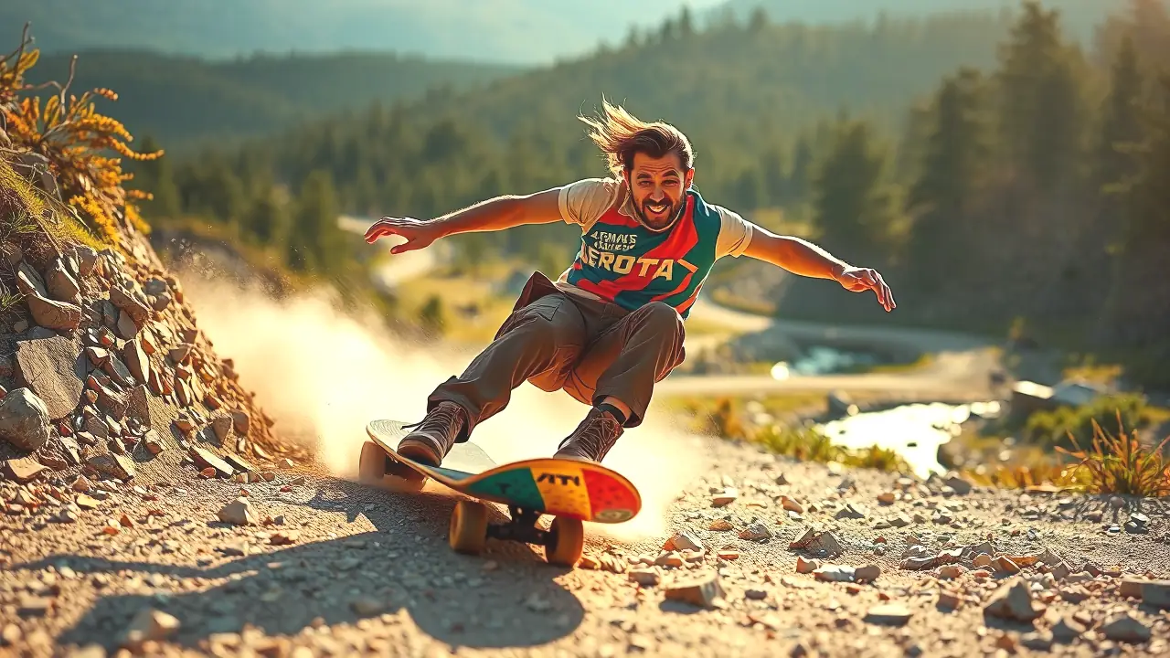 Un joven atleta desliza con pasión en la montaña