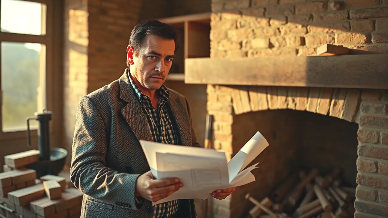 Un hombre examina documentos con cautela en la luz dorada