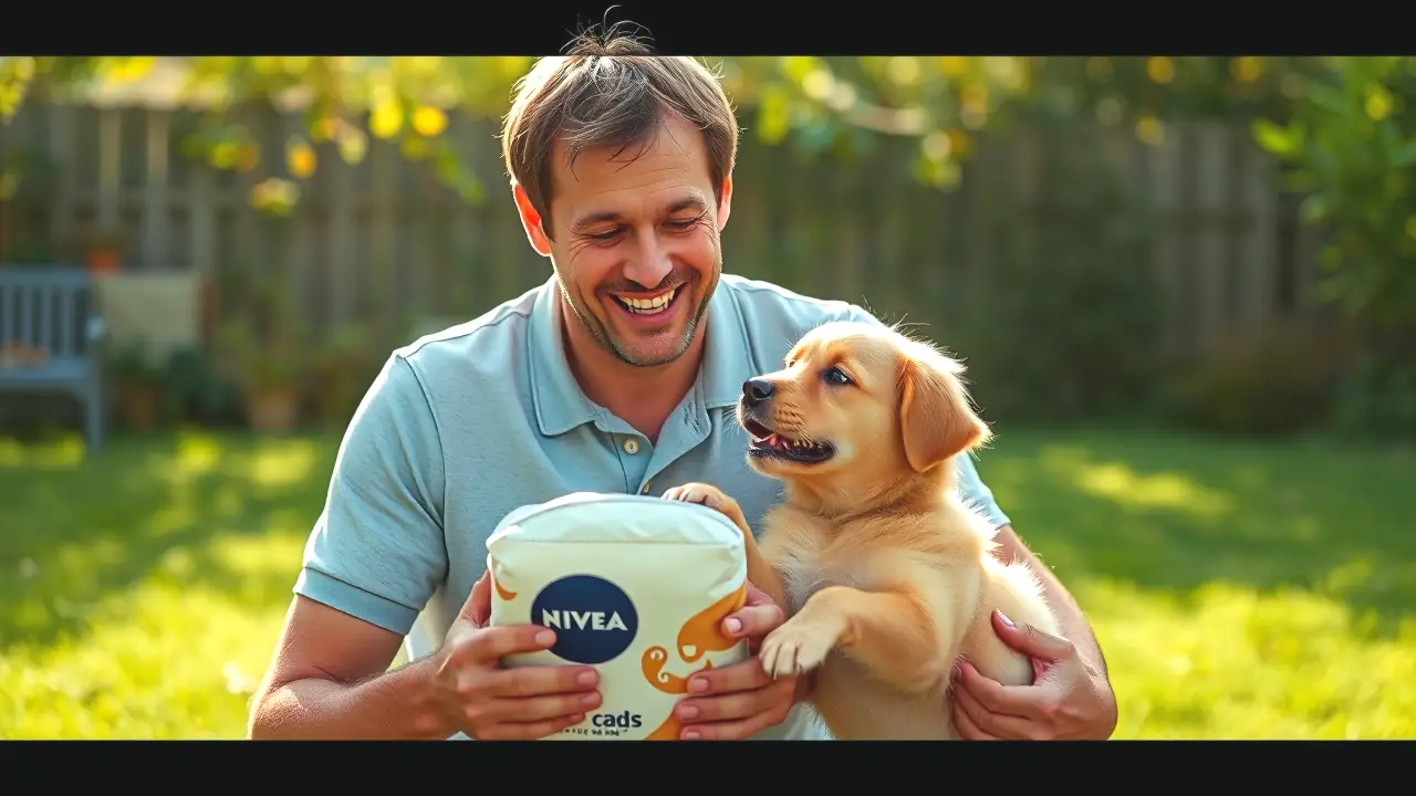 Un hombre español sonriente sostiene un cachorro
