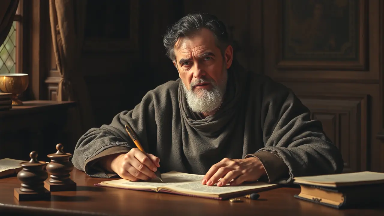 Un anciano español estudia un documento histórico