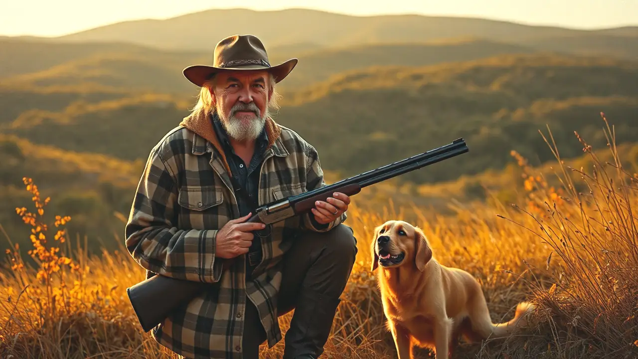 Un cazador español contempla el atardecer en Castilla