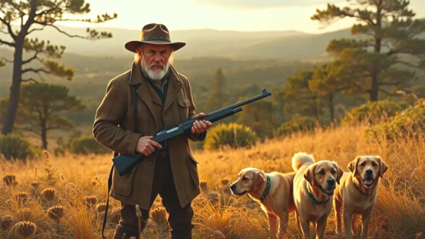 Un cazador español realista observa la luz dorada