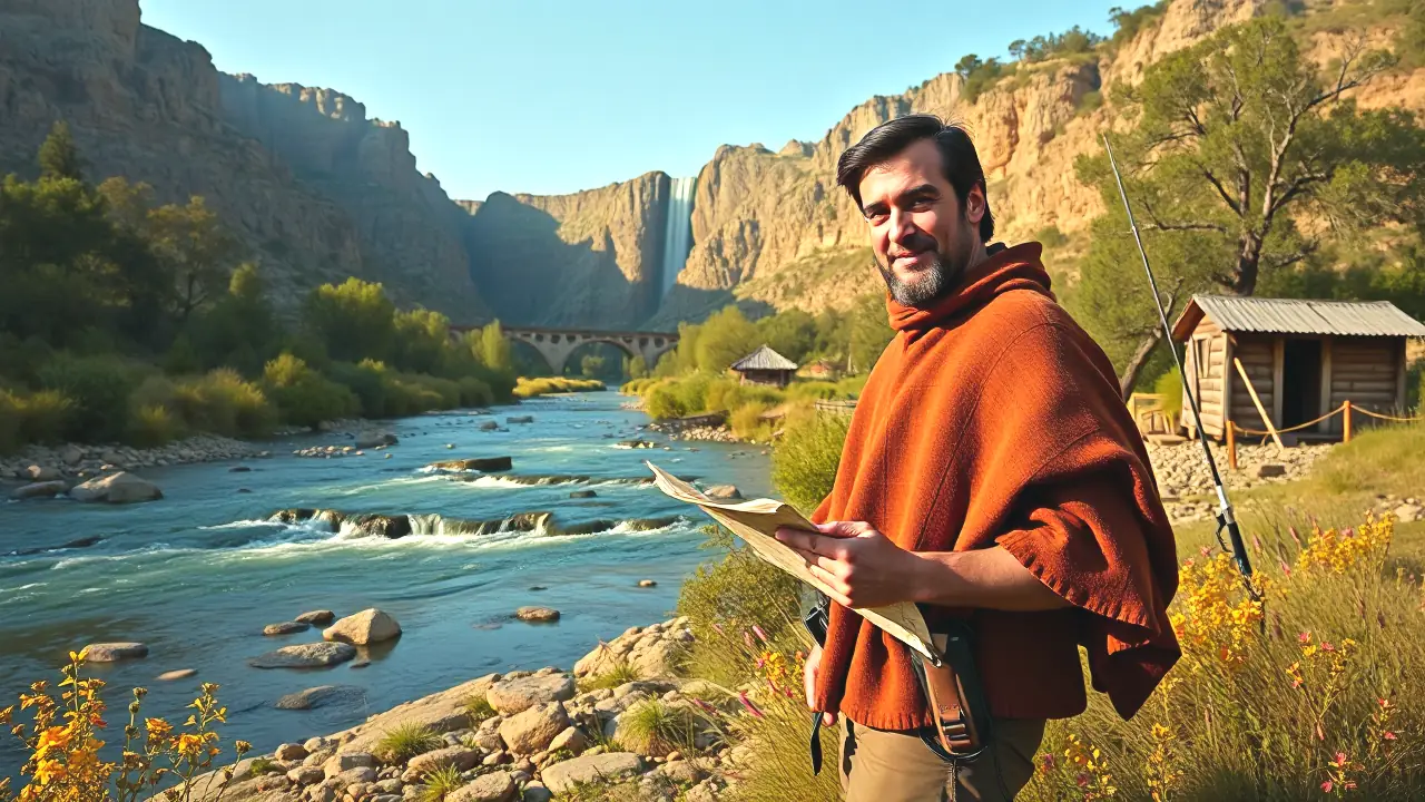 Un hombre español confiado explora la naturaleza