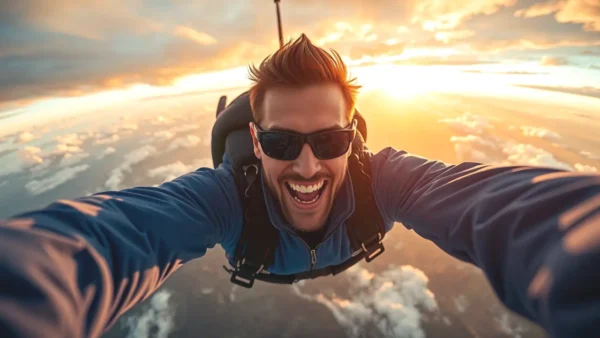 Un saltador solitario captura libertad en el cielo