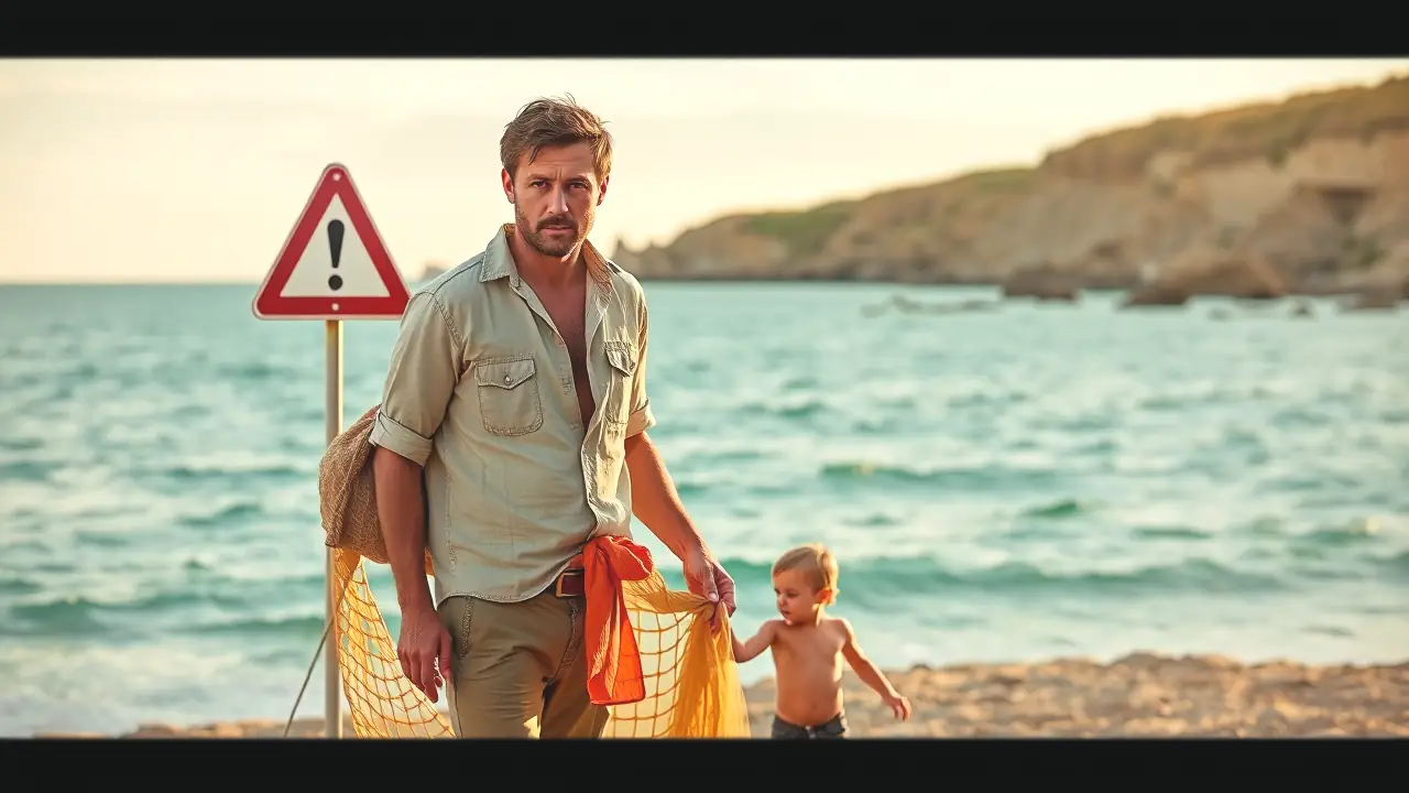 Un hombre preocupado pesca con su hijo en el mar