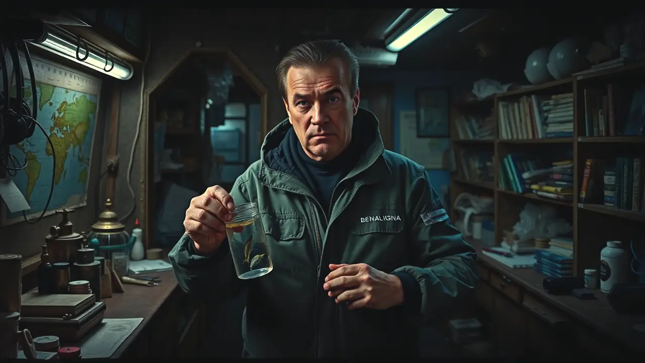 Un científico observa peligroso pez en laboratorio