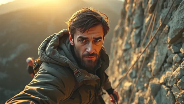 Un escalador solitario enfrenta la montaña oscura