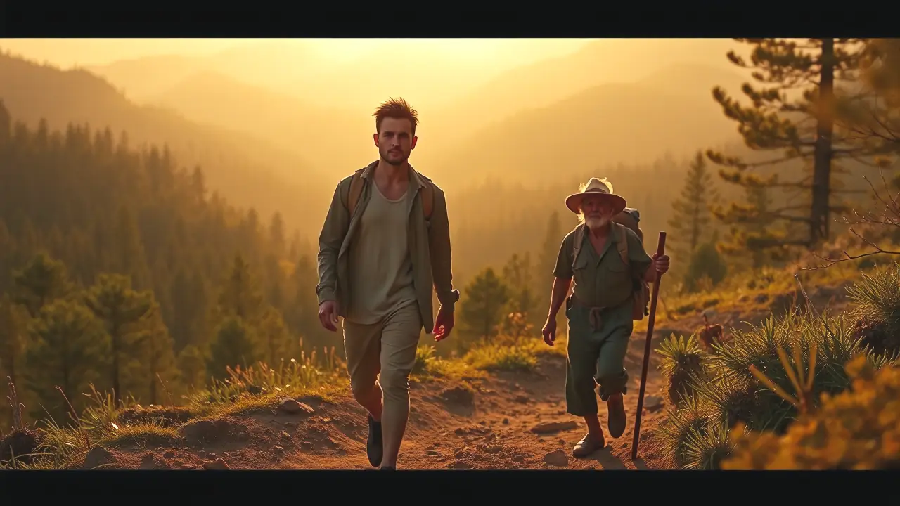 Un hombre fuerte explora montañas con confianza