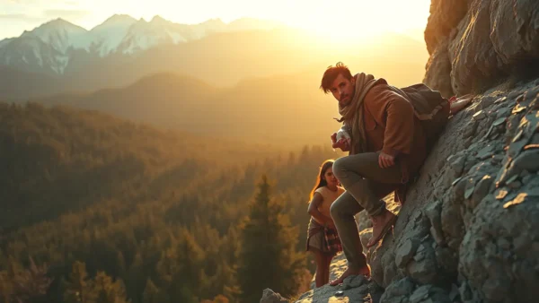 Un hombre y una niña luchan por sobrevivir en la montaña