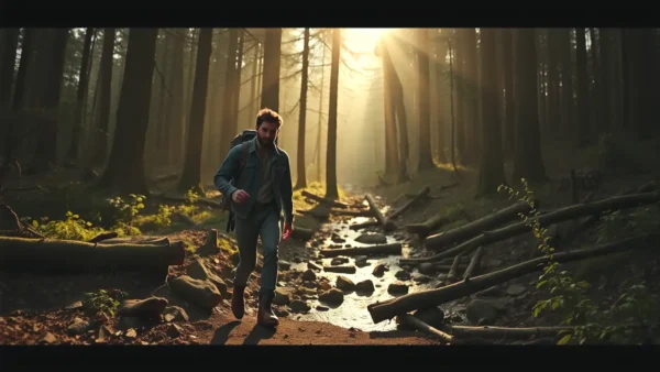 Un hombre solitario lucha contra la naturaleza salvaje