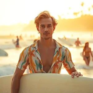 Un surfista relajado captura la libertad del verano