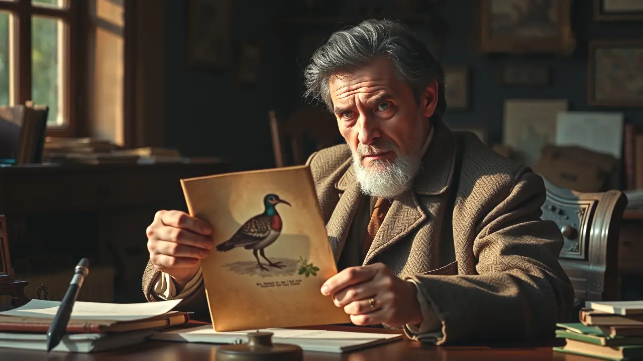 Un anciano observador contempla una fotografía melancólica