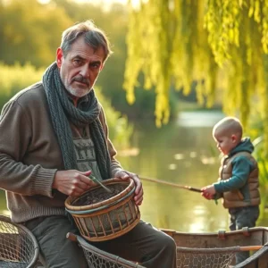 Un pescador español contempla el río sereno