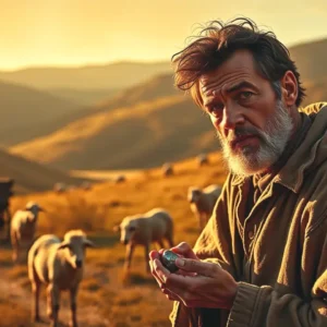 Un hombre anciano contempla la tierra en calma