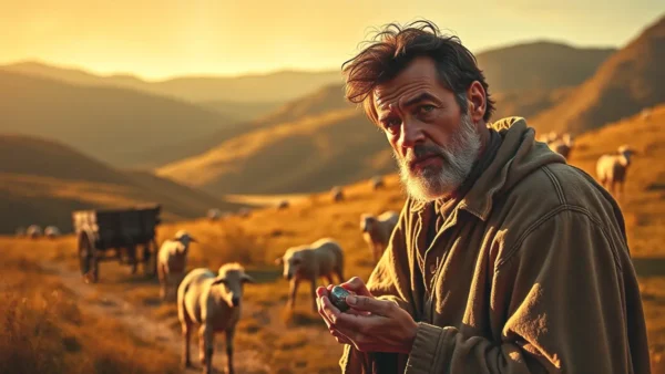 Un hombre anciano contempla la tierra en calma