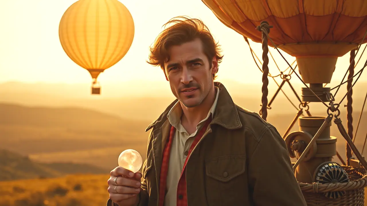 Un hombre contemplativo en un paisaje nostálgico