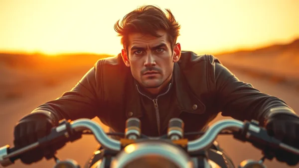 Un hombre español intenso en moto