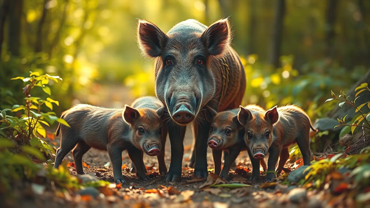 Rayones jabalíes: Comunicación secreta entre madre e hijos 3 Una jove sowita ibérica se encuentra en paz