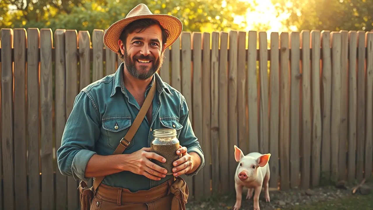 Repelente para Jabalíes Casero: ¡Solución Ecológica y Divertida! 5 Un hombre español sonriente sostiene repelente en el campo