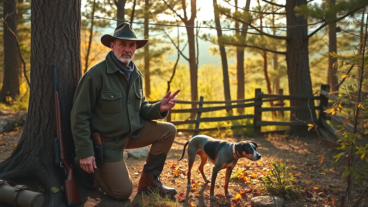 Un cazador español se alza en el bosque
