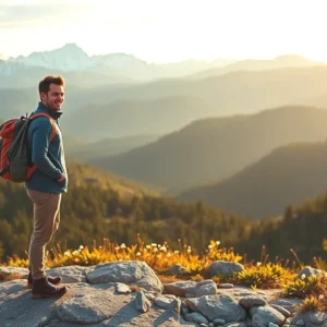 Un hombre sonríe ante las montañas nevadas