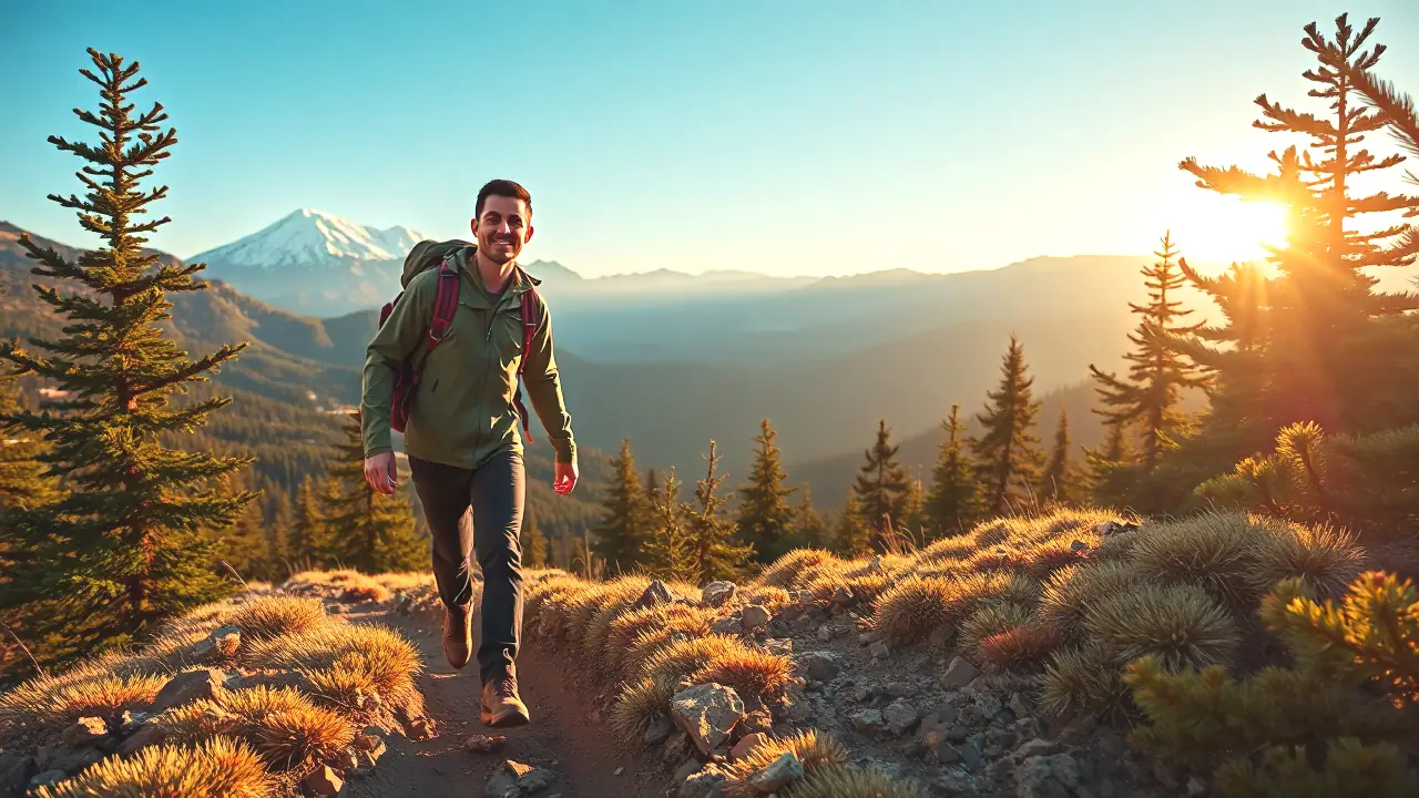 Un hombre atlético disfruta una aventura montañosa