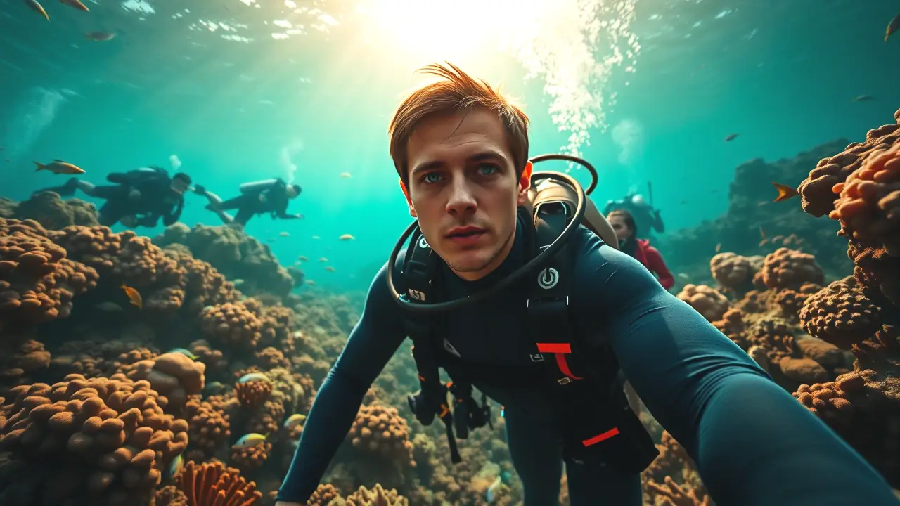 Un fotógrafo captura la exploración submarina serena