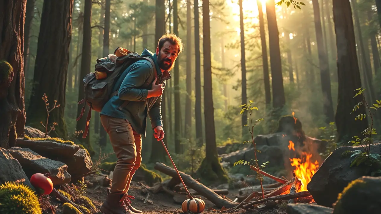 Un hombre busca sobrevivir en el bosque