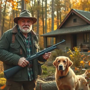 Un cazador español se encuentra en el bosque