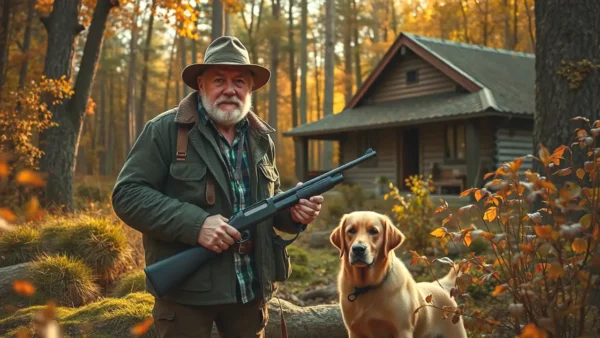 Un cazador español se encuentra en el bosque