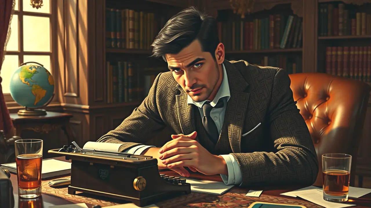 Un hombre elegante contempla un estudio nostálgico