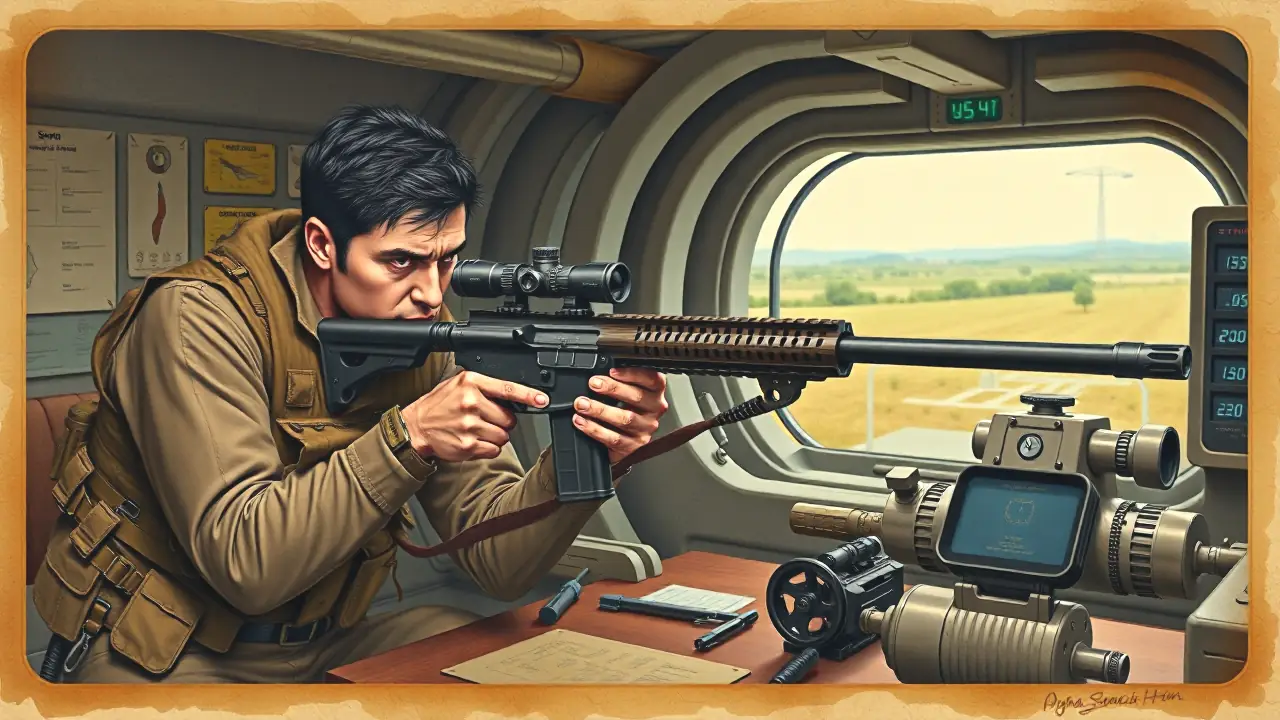 Un francotirador español se prepara en un búnker