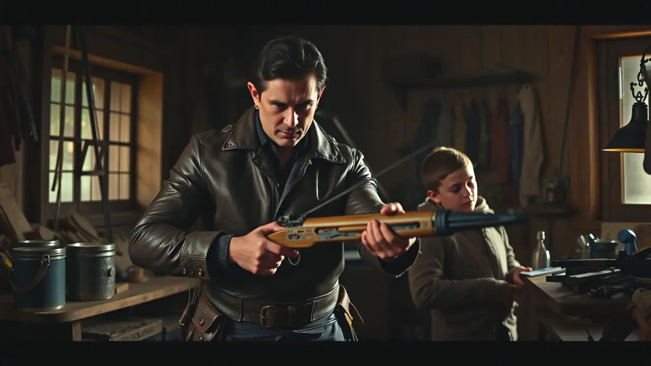 Un artesano español experto dispara con arco