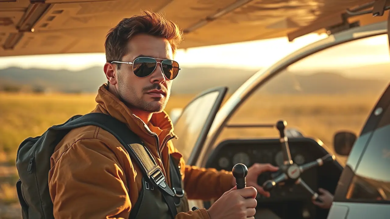 Piloto confiado en campo con ultraligero