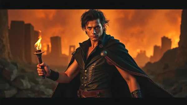 Un hombre español heroico ilumina la ruina