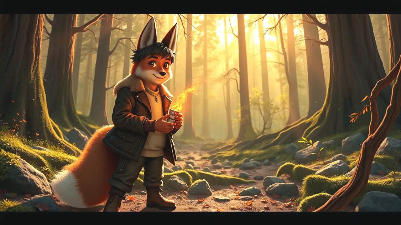 Un zorro español confiado en bosque dorado