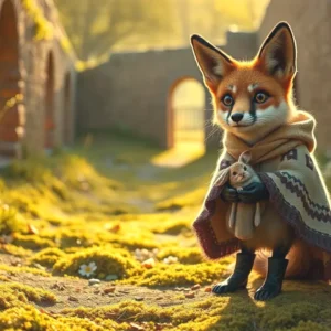 Un zorro español realista luce en la luz dorada